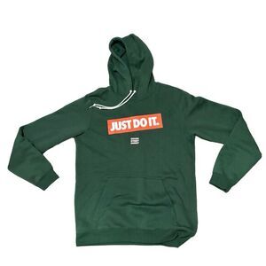 NIKE x Dover Street Market Logo Print Pullover Hoodie‎ Green Just Do It SZ M